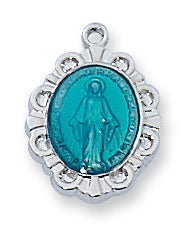 STERLING BLUE MIRACULOUS MEDAL - L595B - Catholic Book & Gift Store 