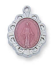 STERLING PINK MIRACULOUS/16" CHAIN - L595P - Catholic Book & Gift Store 