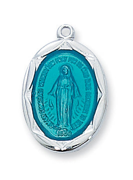 STERLING BLUE ENAMEL MIRACULOUS MEDAL - L602 - Catholic Book & Gift Store 
