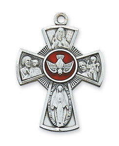 STERLING SILVER 4-WAY/RED ENAMEL - L610E - Catholic Book & Gift Store 