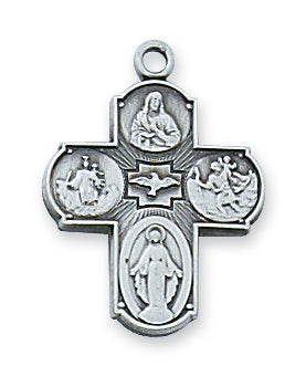 STERLING SILVER SMALL FOUR-WAY PENDANT - L613 - Catholic Book & Gift Store 