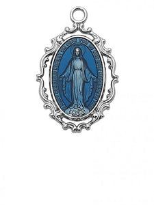 STERLING SILVER BLUE MIRACULOUS MEDAL - L635 - Catholic Book & Gift Store 