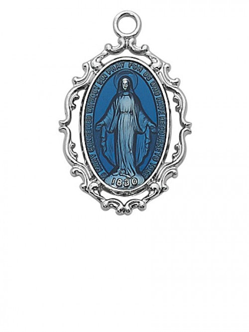 STERLING SILVER BLUE MIRACULOUS MEDAL - L635 - Catholic Book & Gift Store 