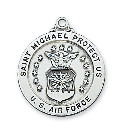 STERLING SILVER ROUND AIRFORCE W/ST MICHAEL PENDANT
