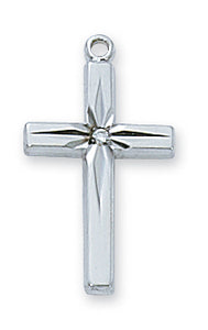STERLING/CZ CROSS 18" CHAIN - L7004 - Catholic Book & Gift Store 
