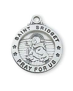 STERLING SILVER ST BRIDGET MEDAL/SMALL - L700BG - Catholic Book & Gift Store 