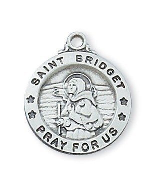 STERLING SILVER ST BRIDGET MEDAL/SMALL - L700BG - Catholic Book & Gift Store 