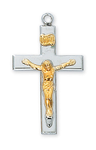 STERLING SILVER TUTONE CRUCIFIX - L7019 - Catholic Book & Gift Store