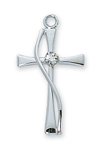STERLING SILVER CROSS W/STONE - L8012 - Catholic Book & Gift Store 