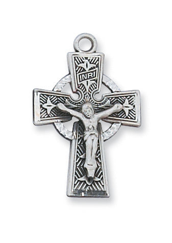 STERLING SILVER CELTIC CRUCIFIX PENDANT ON CHAIN