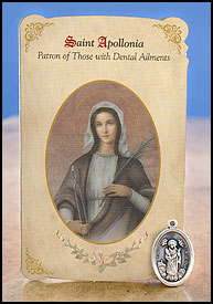 ST APOLLONIA CARD W/ MEDAL - MC044 - Catholic Book & Gift Store 