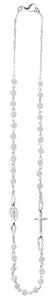 16" WHITE BEAD NECKLACE W/MIRACULOUS MEDAL - NK117C - Catholic Book & Gift Store 