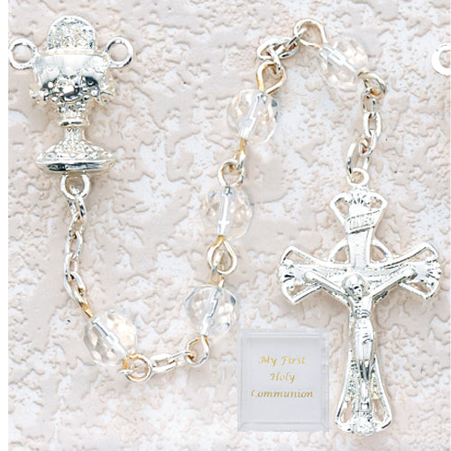 6MM CRYSTAL COMMUNION ROSARY - P120R - Catholic Book & Gift Store 