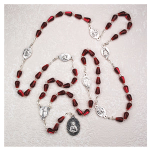 RED TEAR DROP/7 SORROWS ROSARY - P143R - Catholic Book & Gift Store