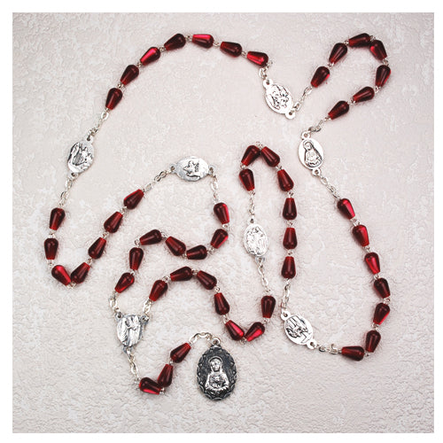 RED TEAR DROP/7 SORROWS ROSARY - P143R - Catholic Book & Gift Store 