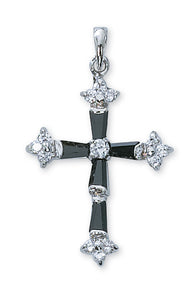 BLACK CZ CROSS/STERLING PLATED - P61 - Catholic Book & Gift Store 