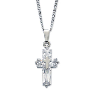 CROSS IN A CRYSTAL CROSS PENDANT - P78 - Catholic Book & Gift Store 