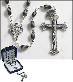 TWISTED OVAL HEMATITE ROSARY - PD129 - Catholic Book & Gift Store 