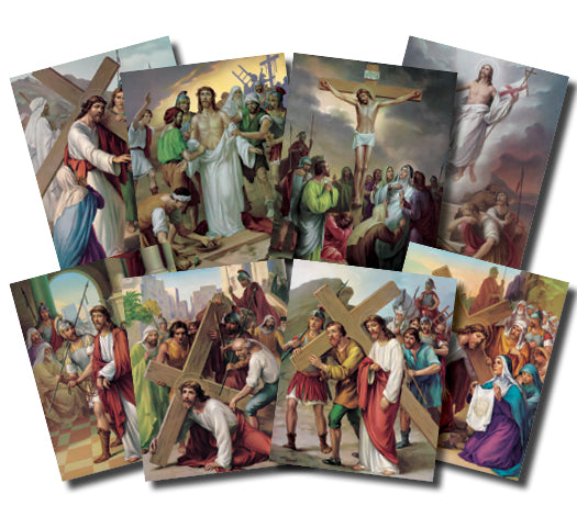 14 STATIONS OF THE CROSS/4X6 POSTER SET - POS-1467 - Catholic Book & Gift Store 