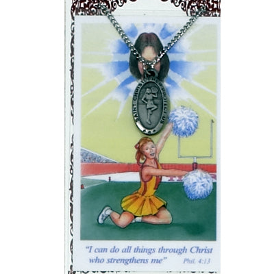 PEWTER GIRLS CHEERLEADING/ST CHRISTOPHER - PSD560CL - Catholic Book & Gift Store 