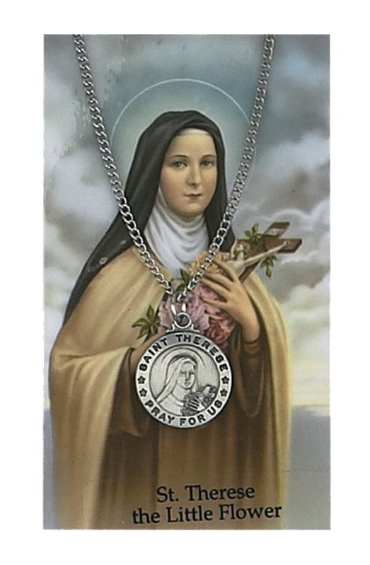 ST THERESE PRAYERCARD/PEWTER MEDAL - PSD600TF - Catholic Book & Gift Store 