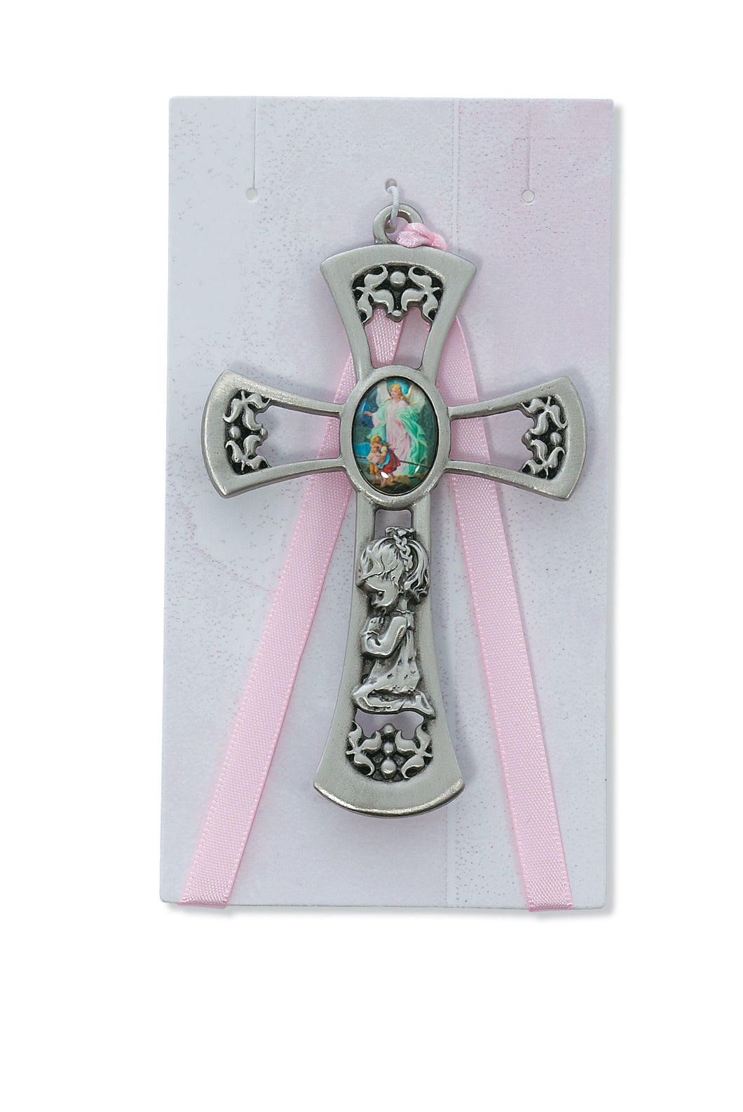 PEWTER/GIRL CRIB CROSS W/G.A - PW10-P - Catholic Book & Gift Store 