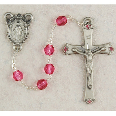 6MM PINK GLASS ROSARY - R102DF - Catholic Book & Gift Store