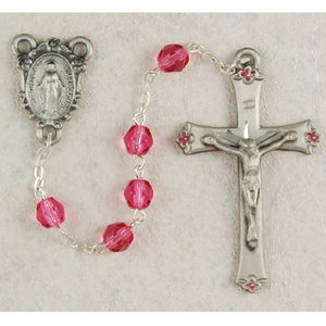 6MM PINK GLASS ROSARY - R102DF - Catholic Book & Gift Store 