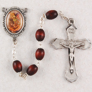 6X8MM BROWN ST. MICHAEL ROSARY - R204DF