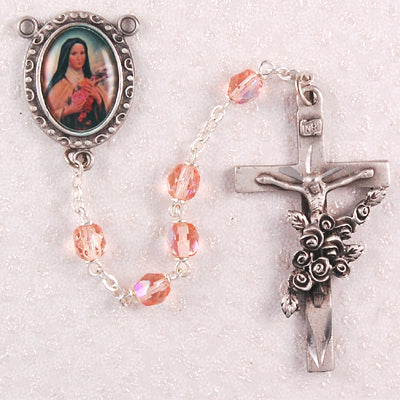 ST THERESE ROSARY/PINK CRYSTAL - R210DF - Catholic Book & Gift Store