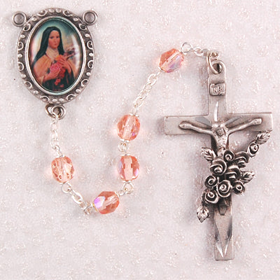 ST THERESE ROSARY/PINK CRYSTAL - R210DF - Catholic Book & Gift Store 