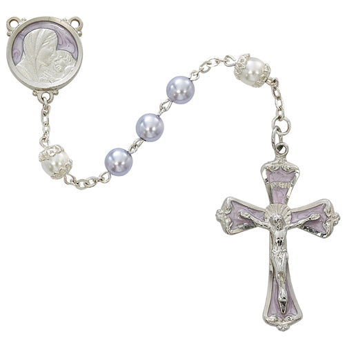 7MM LAVENDAR PEARL ROSARY - R229RF