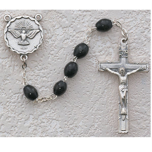 OVAL BLACK HOLY SPIRIT ROSARY - R264SF - Catholic Book & Gift Store 