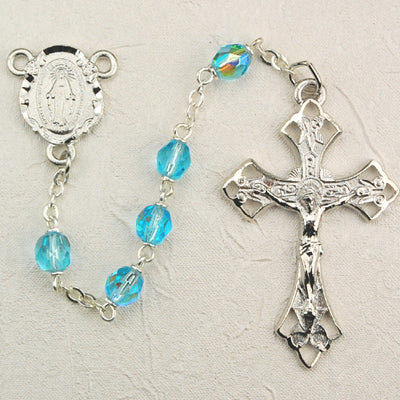 6MM AQUA ROSARY - R272RF - Catholic Book & Gift Store