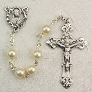 STERLING 6MM PEARL ROSARY - R274LF - Catholic Book & Gift Store 