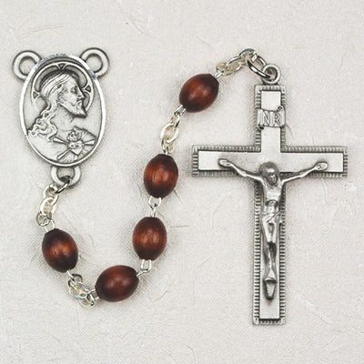 4X6MM BROWN WOOD ROSARY - R287DF - Catholic Book & Gift Store