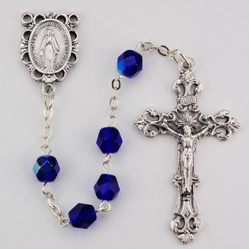 6MM BLUE/SEPTEMBER ROSARY - R391-BLG - Catholic Book & Gift Store