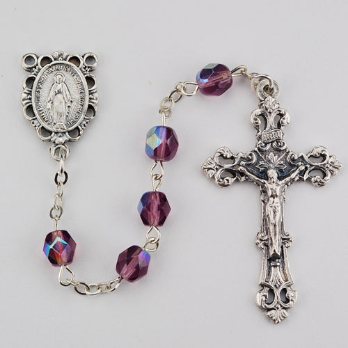 6MM DK AMETHYST ROSARY/FEBRUARY BIRTHSTONE - R391-DAG - Catholic Book & Gift Store