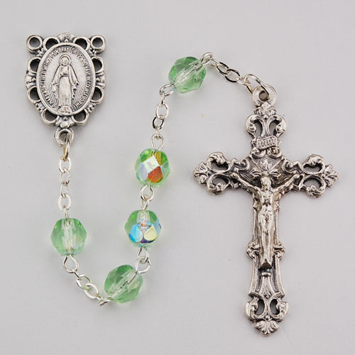 6MM PERIDOT/AUGUST ROSARY - R391-PEG - Catholic Book & Gift Store
