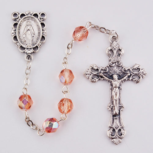 6MM ROSE/OCTOBER ROSARY - R391-RSG - Catholic Book & Gift Store