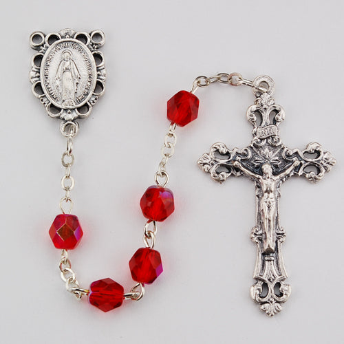 6MM RUBY/JULY ROSARY - R391-RUG - Catholic Book & Gift Store