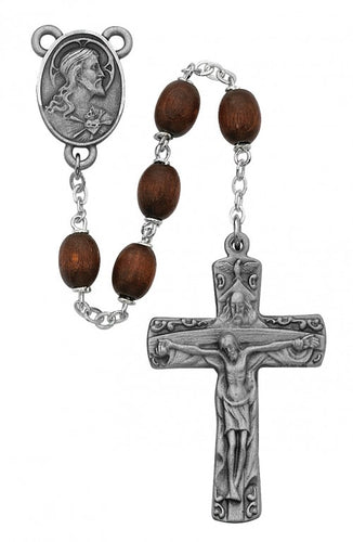 BROWN WOOD TRINITY ROSARY - R392DF - Catholic Book & Gift Store