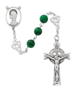 8MM IMITATION JADE IRISH ROSRY