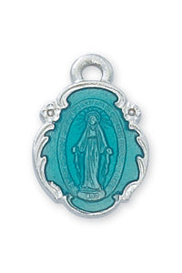 STERLING PLATED/MIRACULOUS MEDAL-BLUE ENAMEL - RC1821ME - Catholic Book & Gift Store 