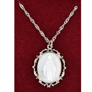 MOTHER OF PEARL MIRACULOUS MEDAL PENDANT
