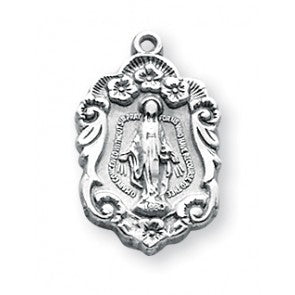 STERLING FANCY MIR MEDAL/18"CH - S112618 - Catholic Book & Gift Store 