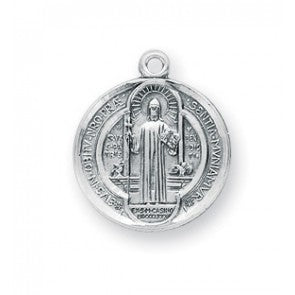 STERLING/SM ROUND ST BENEDICT - S167918 - Catholic Book & Gift Store