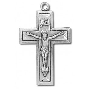 STERLING SILVER CRUCIFIX/PLAIN WITH BORDER - S181824 - Catholic Book & Gift Store 