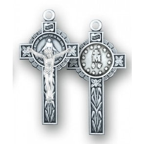 STERLING SILVER CRUCIFIX W/MIRACULOUS MEDAL - S19124 - Catholic Book & Gift Store 