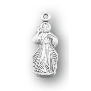 7/8" STERLING SILVER DIVINE MERCY/CUT-OUT PENDANT - S353918